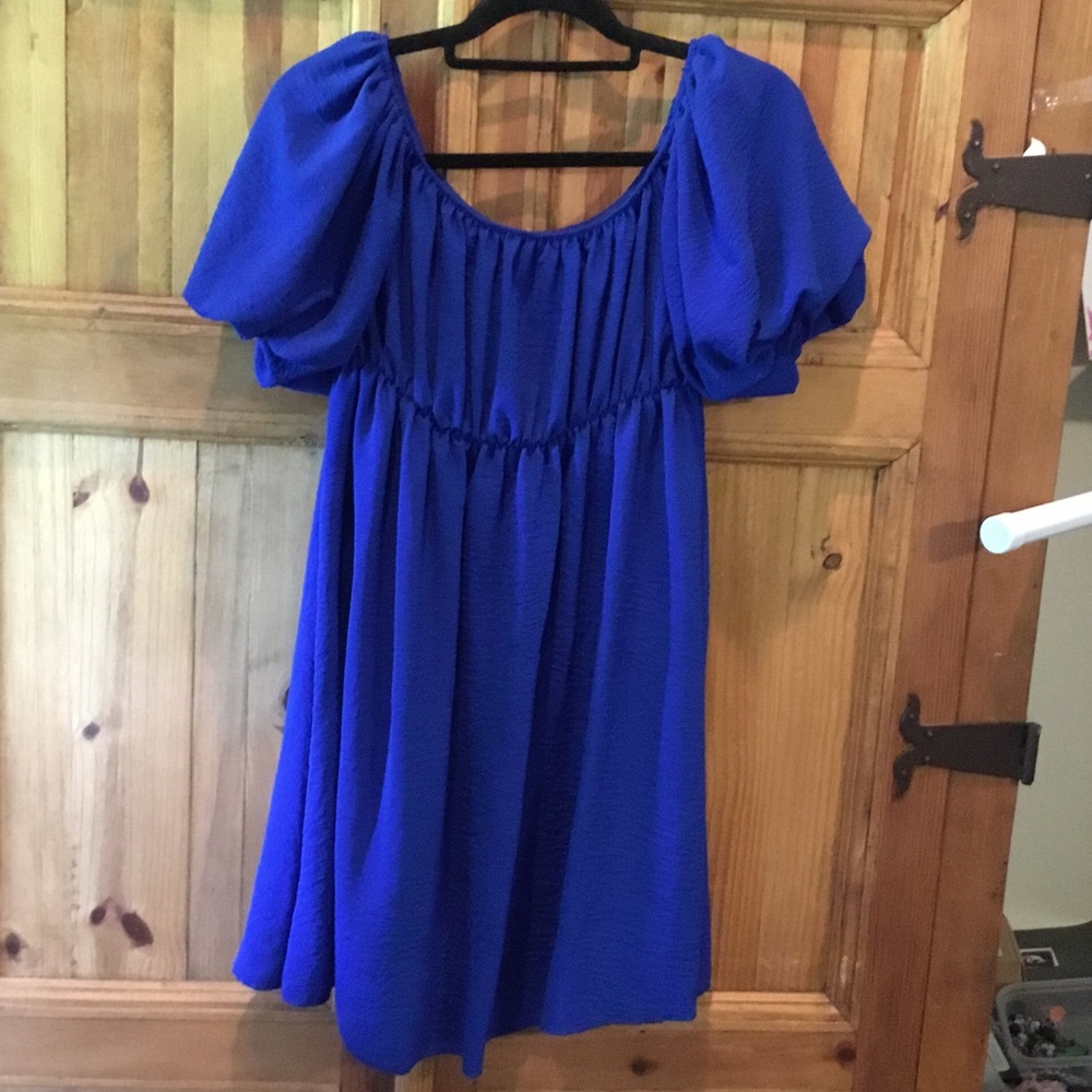 See You Monday Royal Blue Puff-Sleeve Tunic